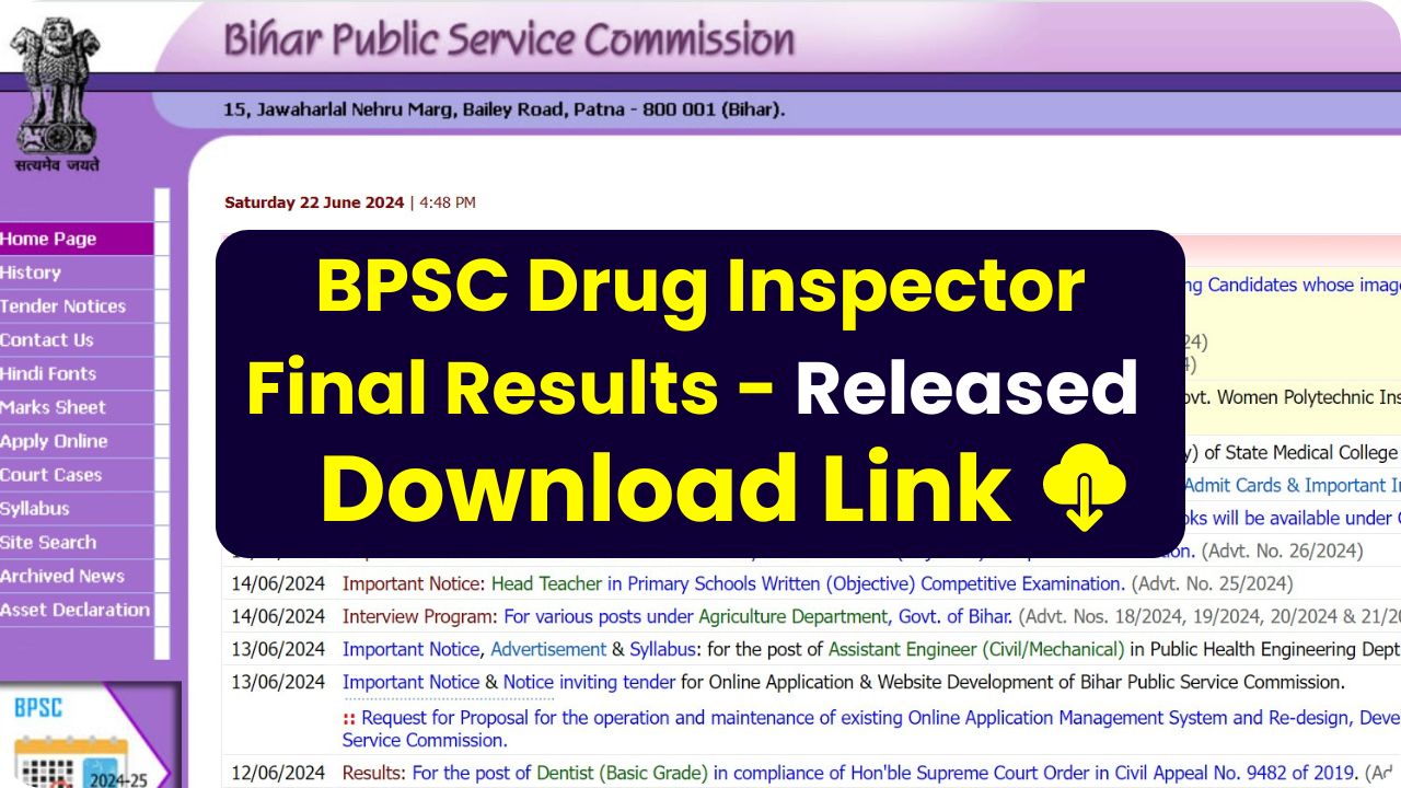 Bihar drug inspector final result