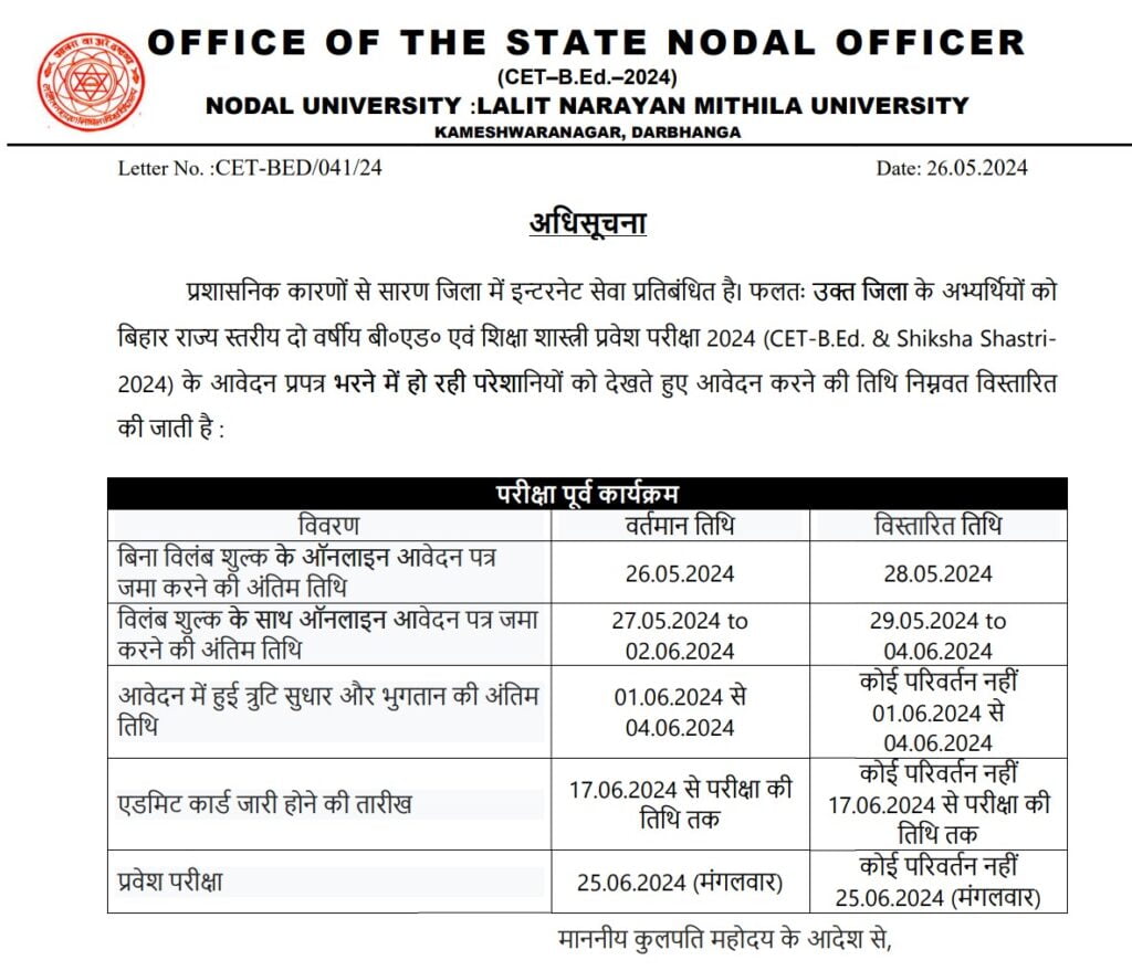 Bihar bed exam date