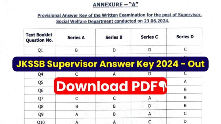 jkssb supervisor answer key