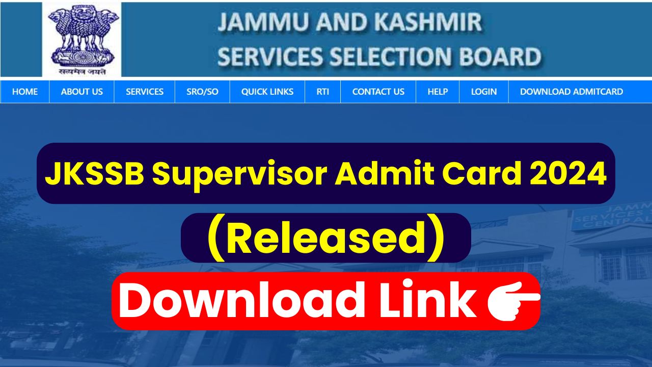 jkssb supervisor admit card