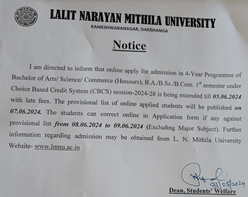 lnmu ug admission date