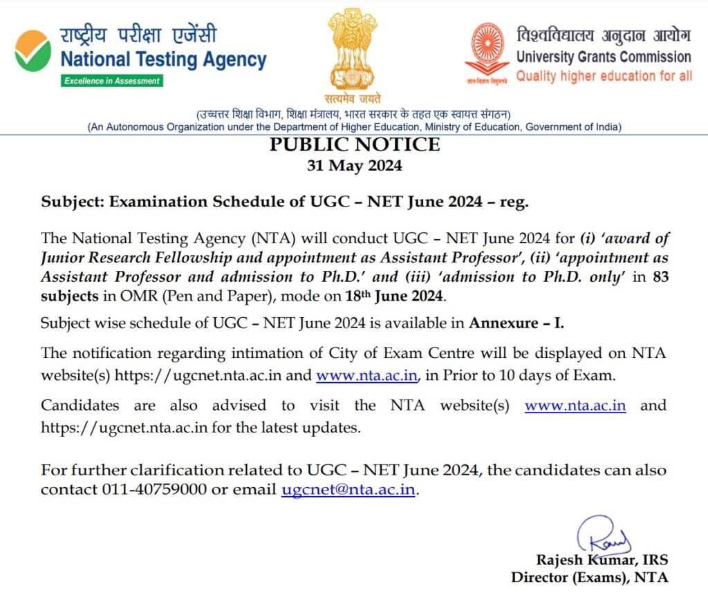 ugc net exam date