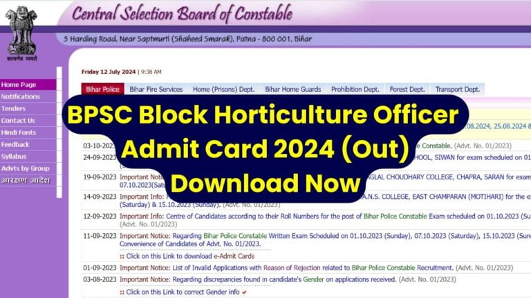 BPSC BHO Admit Card