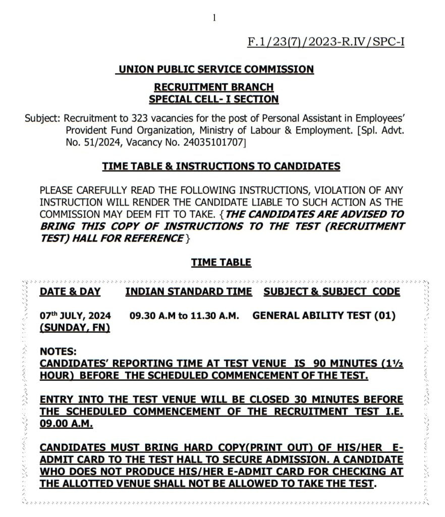 upsc epfo pa exam date