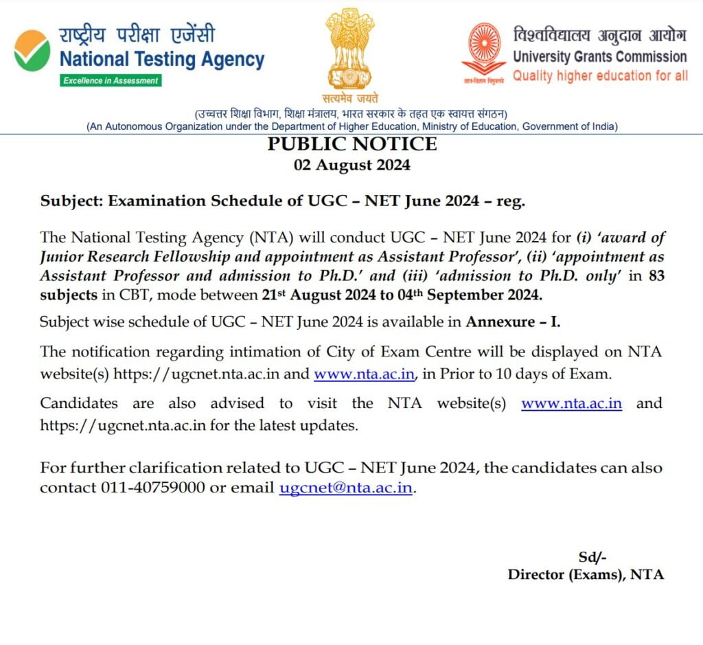 UGC NET Exam Date