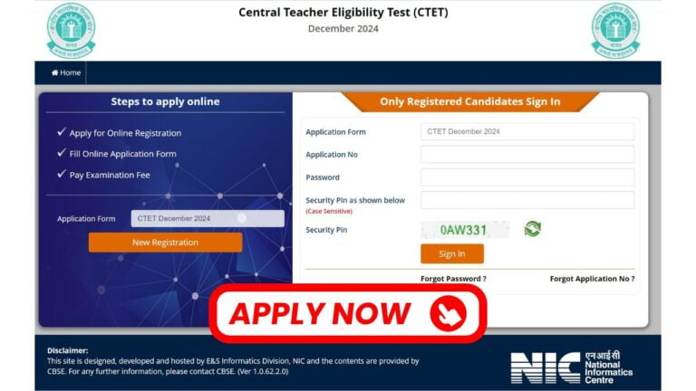 CTET Application Form 2024