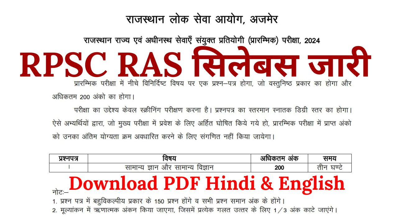 RPSC RAS Syllabus 2024