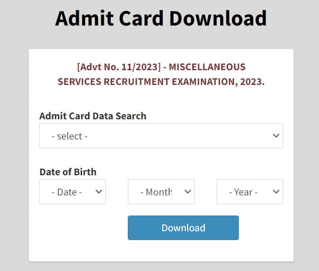 WBPSC Miscellaneous Admit Card