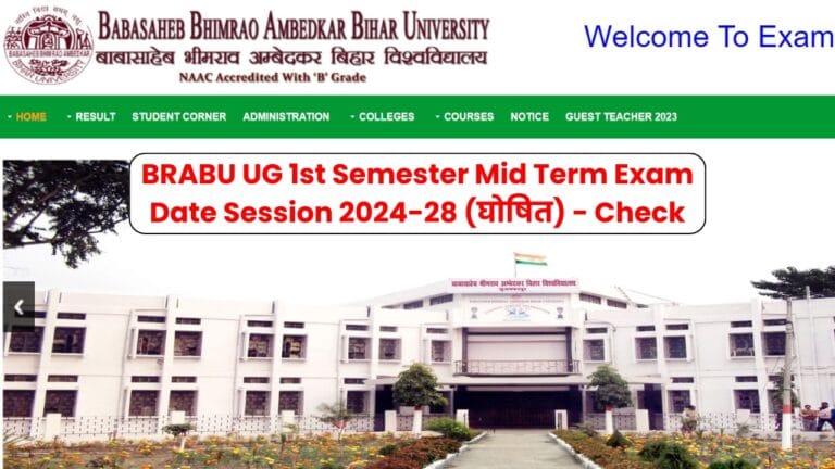 BRABU UG 1st Sem Mid Term Exam Date 2024-28