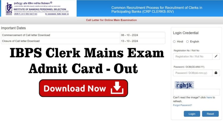 IBPS Clerk Mains Admit Card 2024