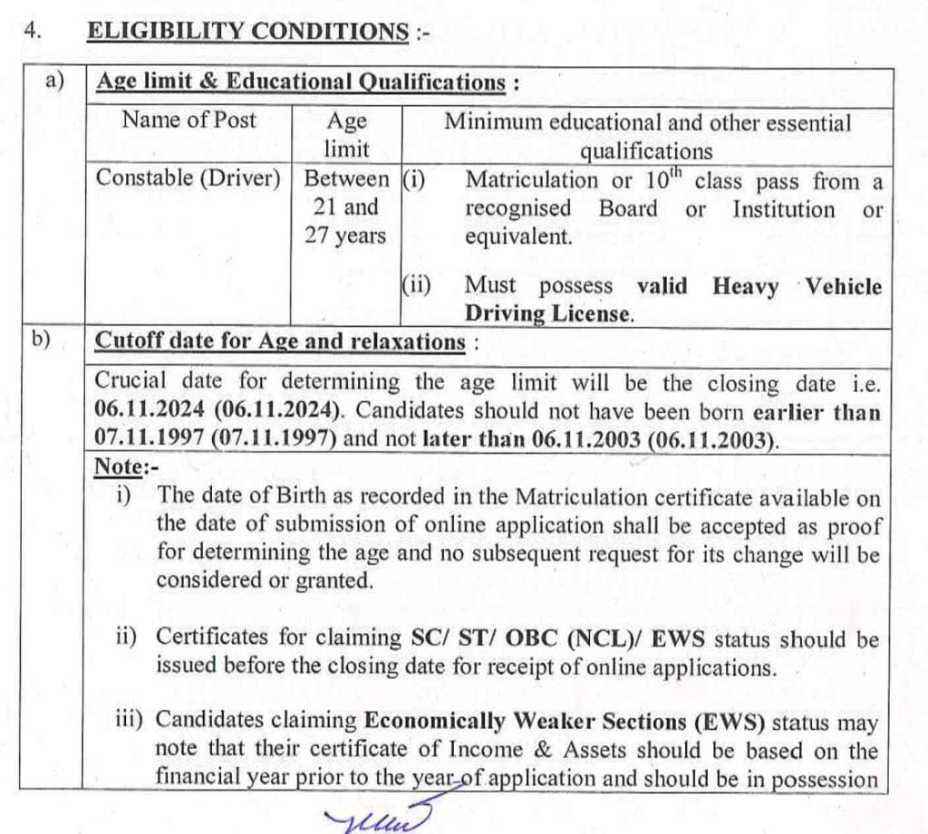 ITBP Constable Driver Recruitment