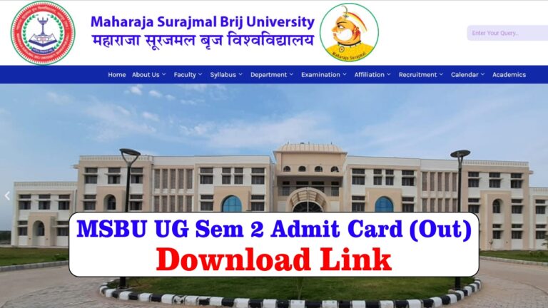 MSBU UG Sem 2 Admit Card 2024